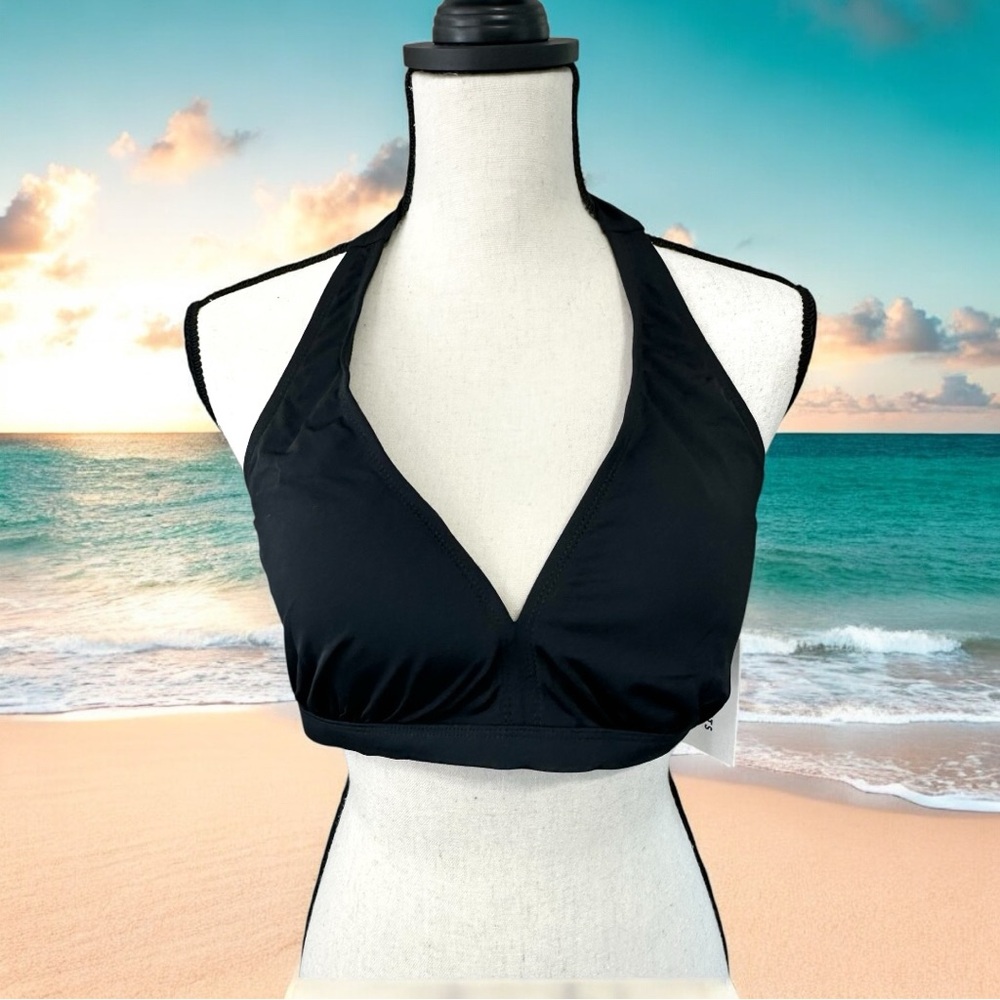 SALE! 🖤Tie-neck Halter Bikini Top NWT - Picture 2 of 7